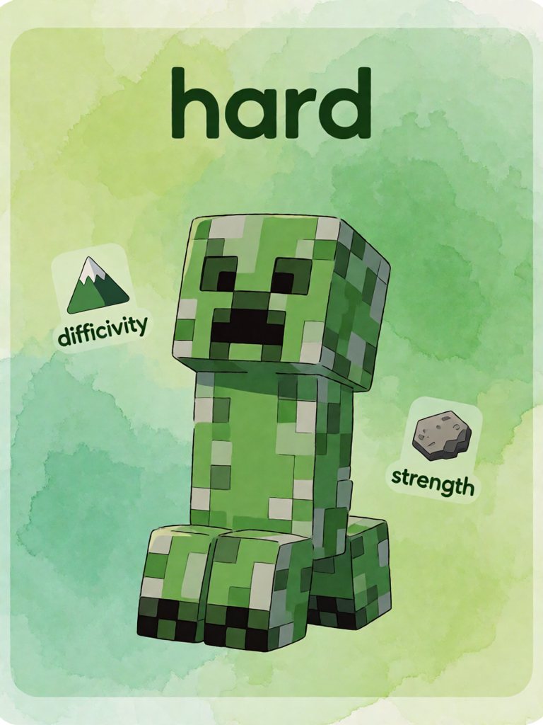 hard 单词卡插画