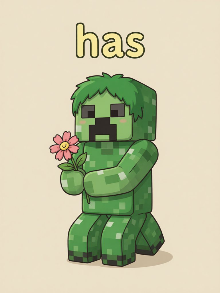 has 单词卡插画