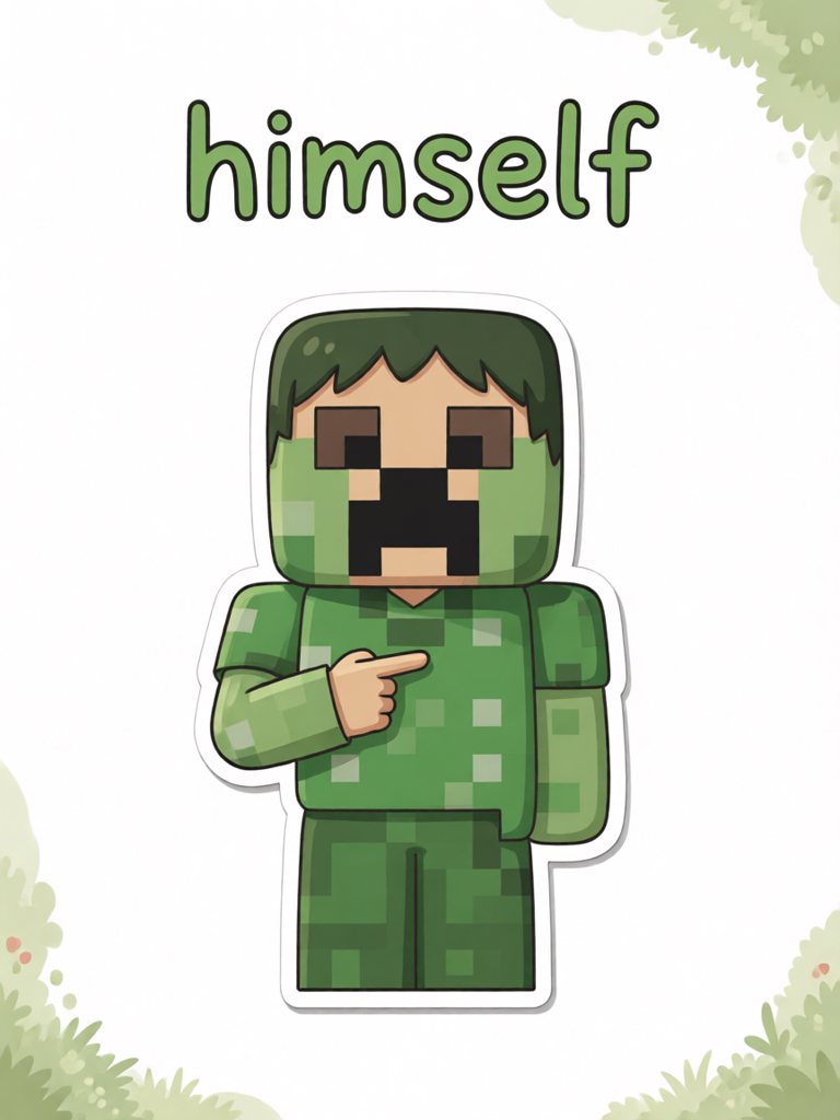 himself 单词卡插画
