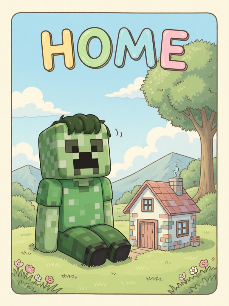 home 单词卡插画