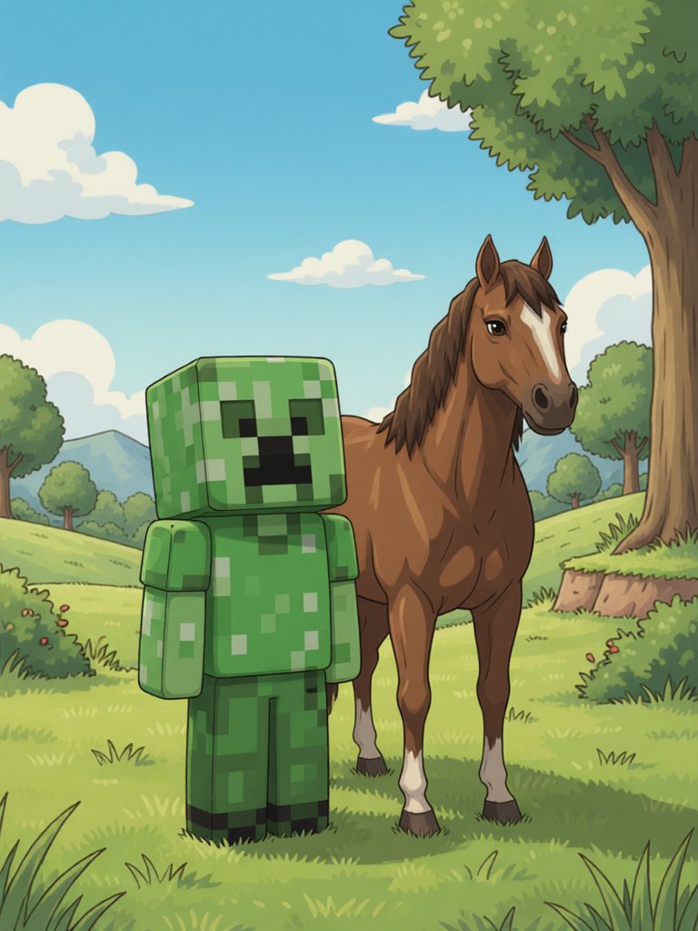 horse 情景插画