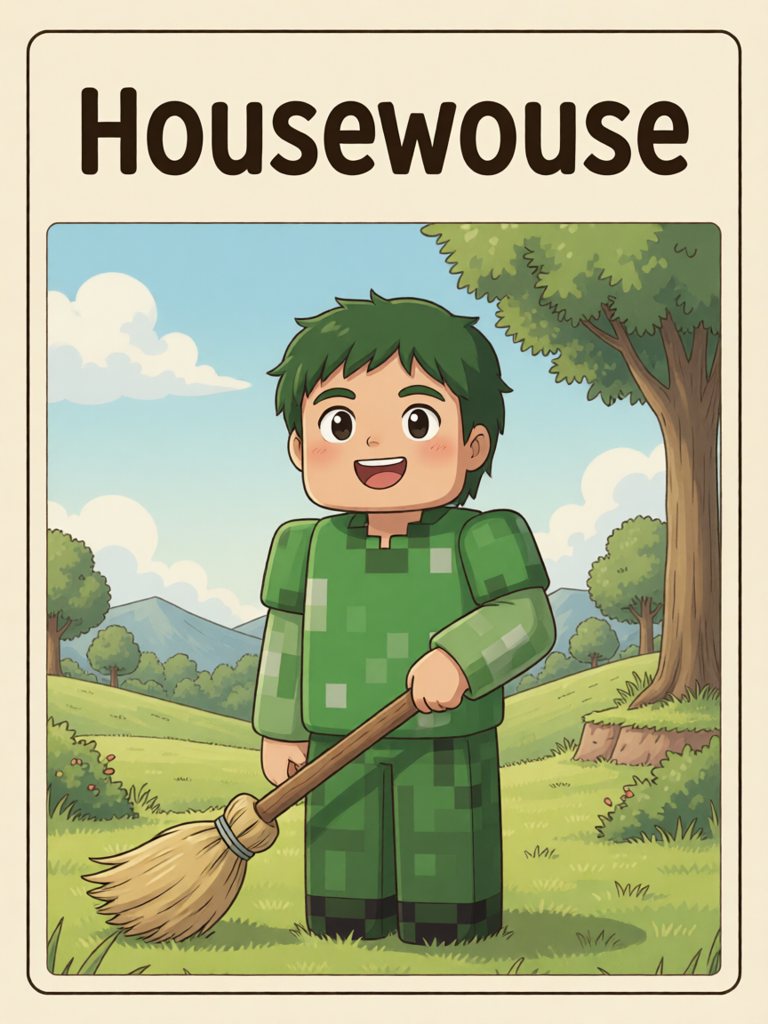 housework 单词卡插画