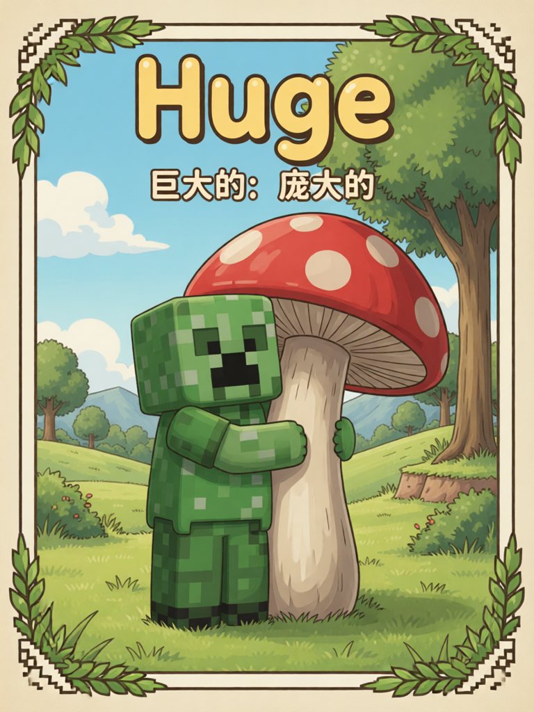 huge 单词卡插画