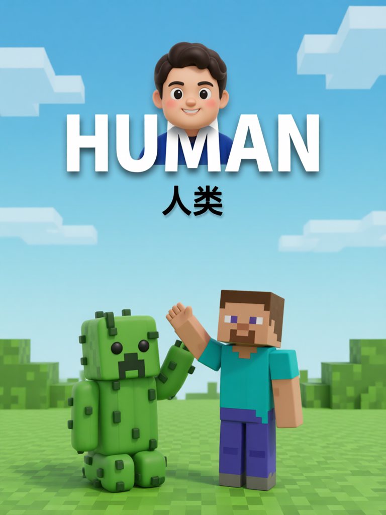 human 单词卡插画