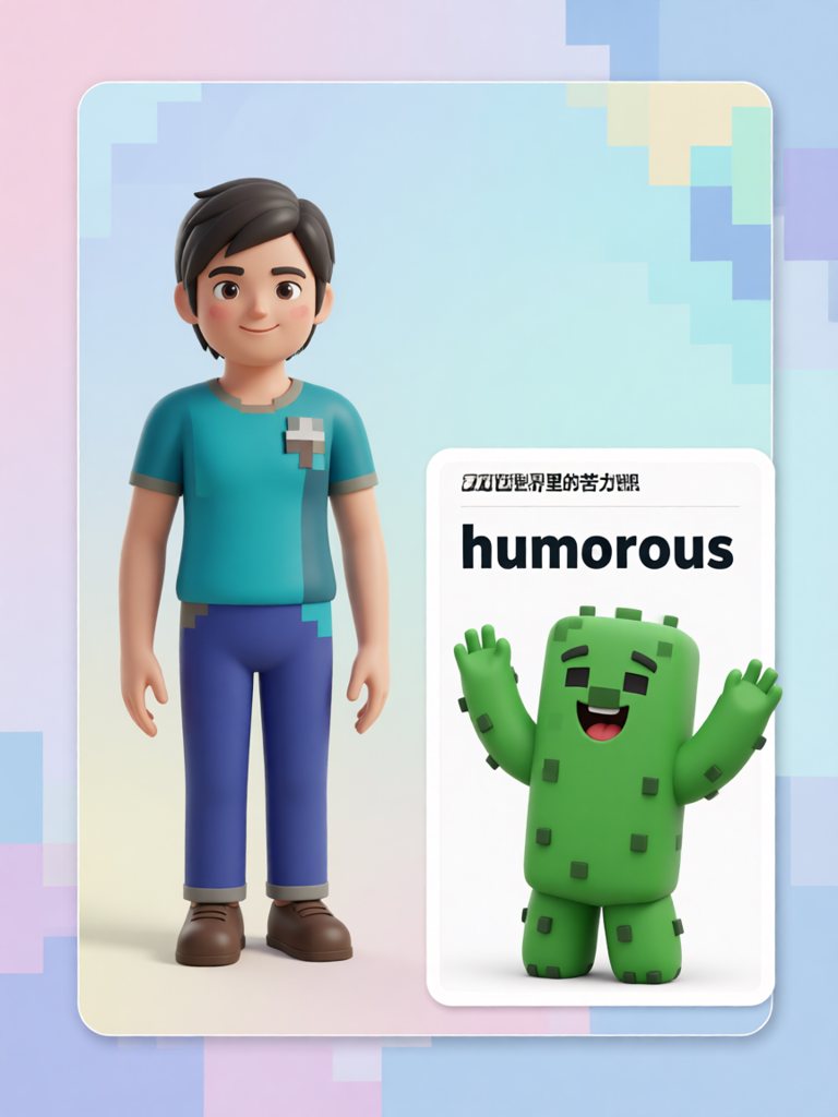 humorous 单词卡插画