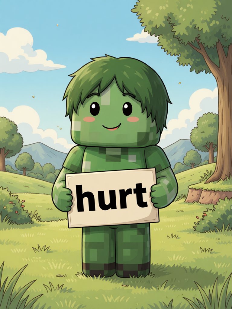 hurt 单词卡插画