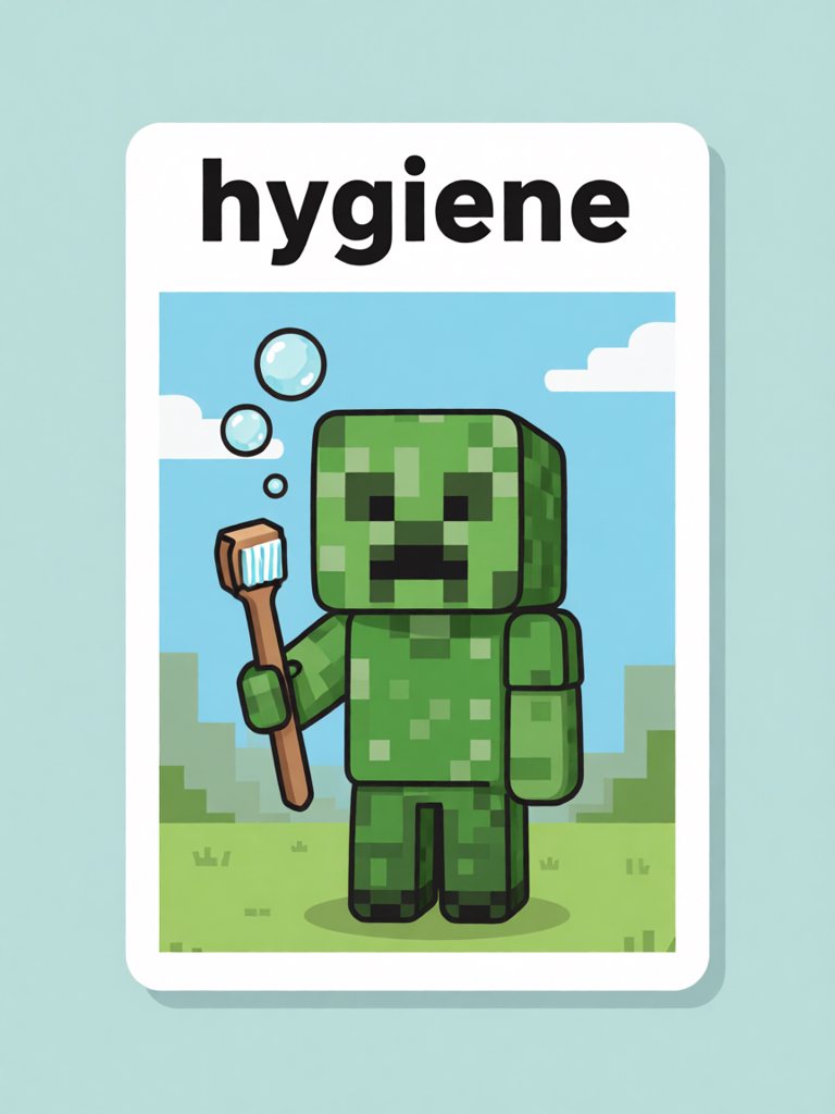 hygiene 单词卡插画
