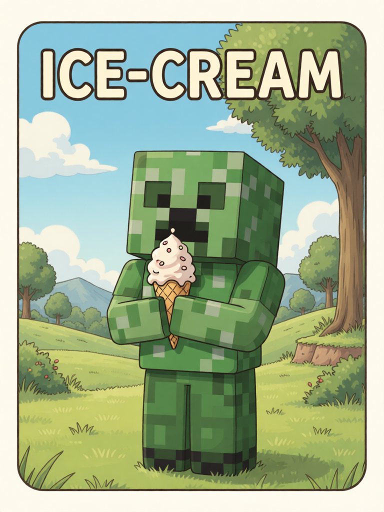 ice-cream 单词卡插画