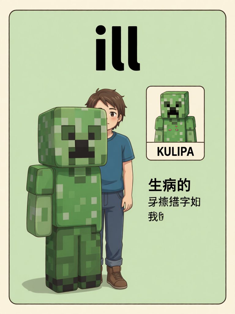 ill 单词卡插画