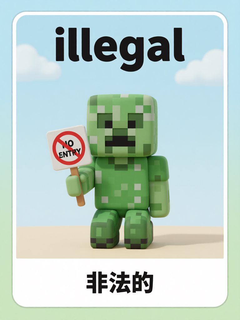 illegal 单词卡插画