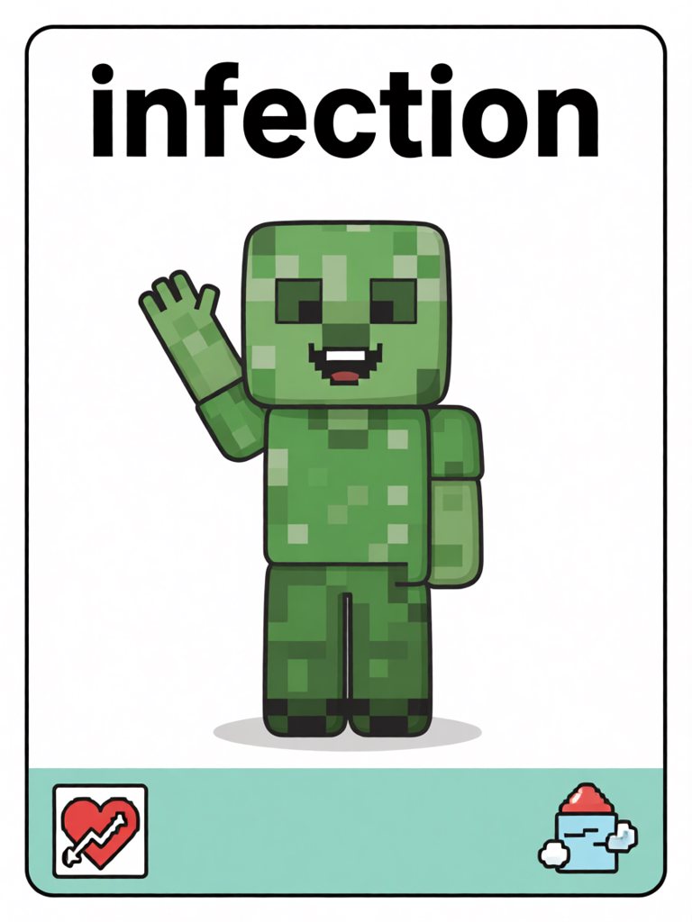 infection 单词卡插画