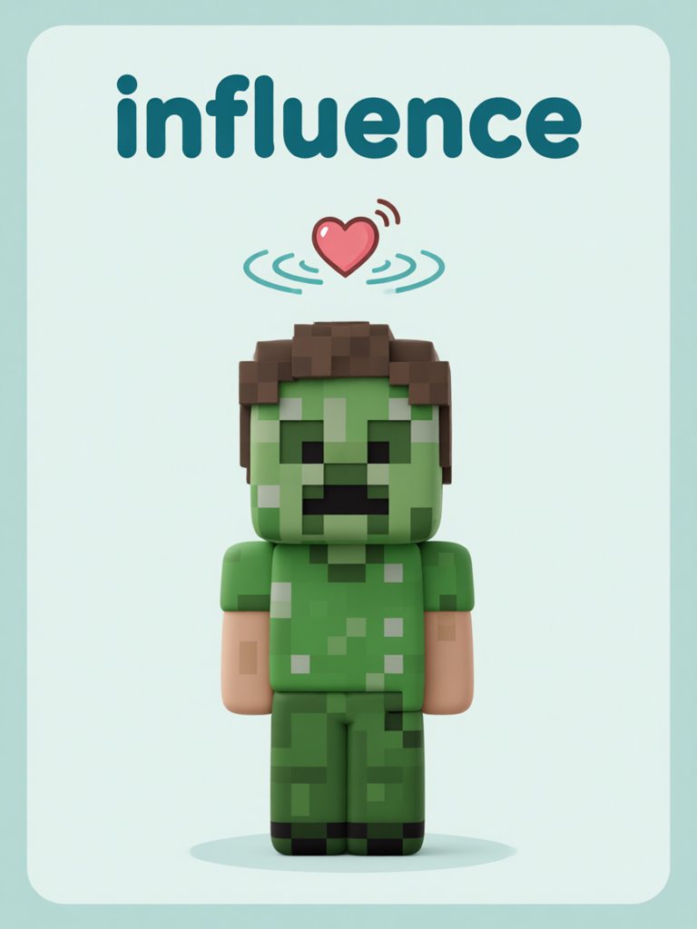 influence 单词卡插画