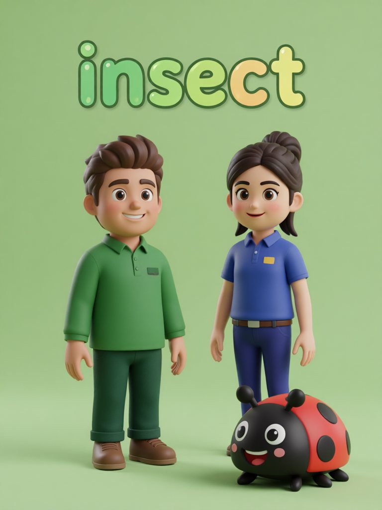insect 单词卡插画