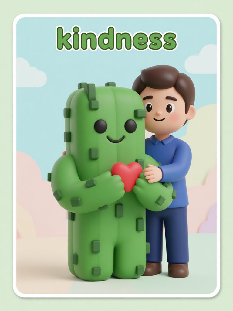 kindness 单词卡插画