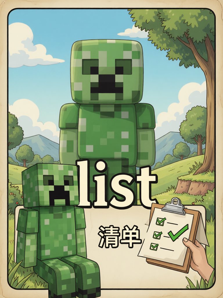 list 单词卡插画
