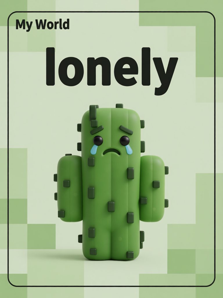 lonely 单词卡插画