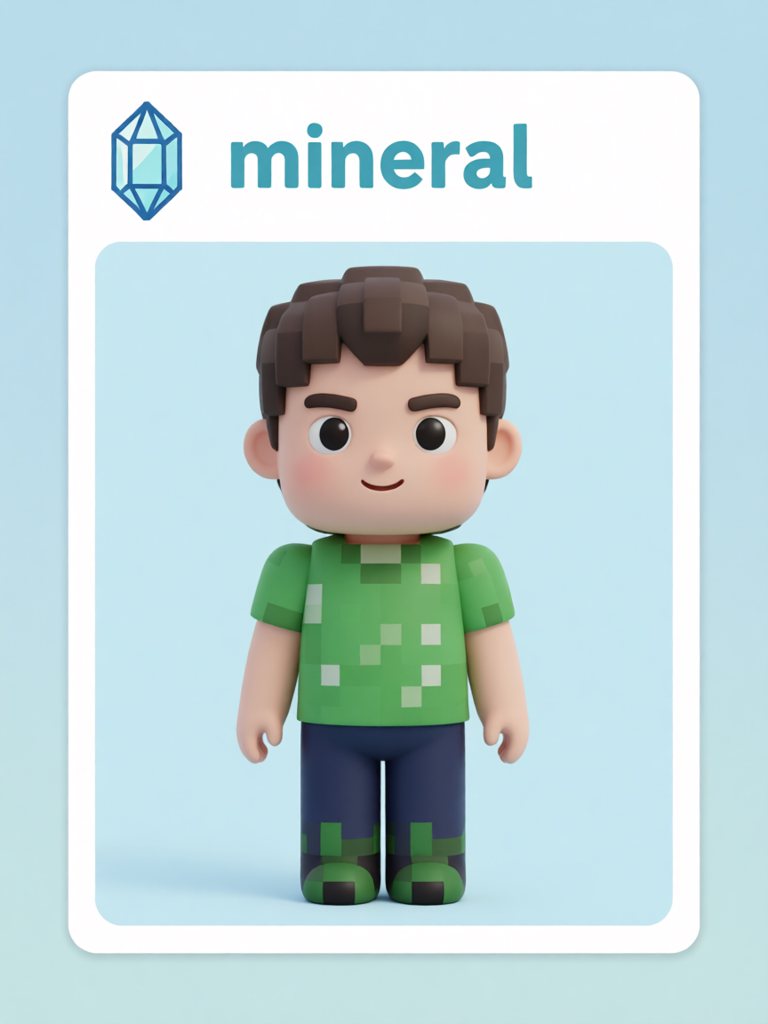 mineral 单词卡插画
