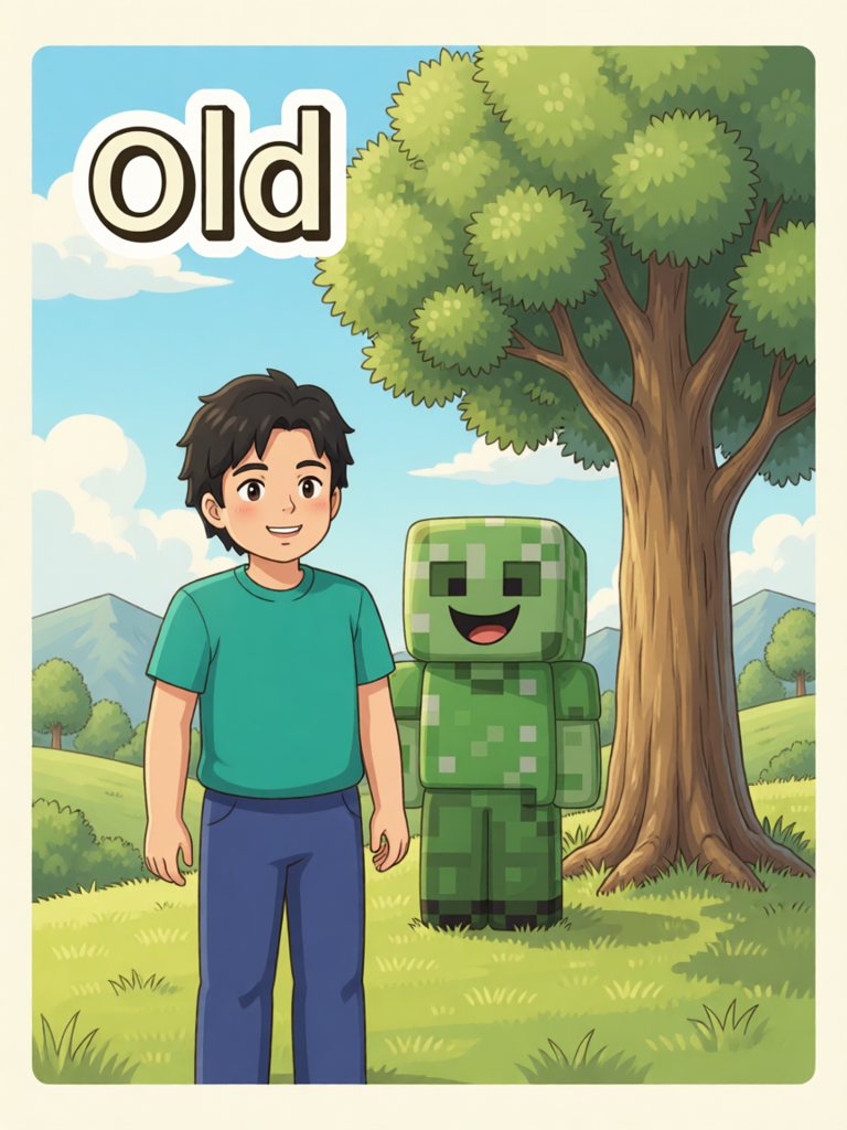 old 单词卡插画