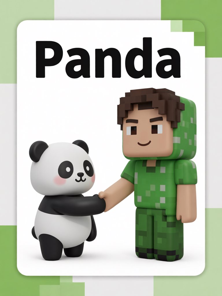 panda 单词卡插画