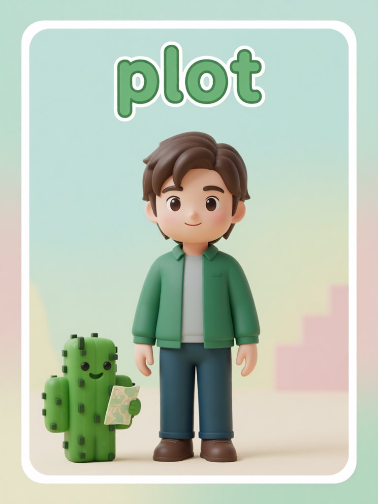 plot 单词卡插画