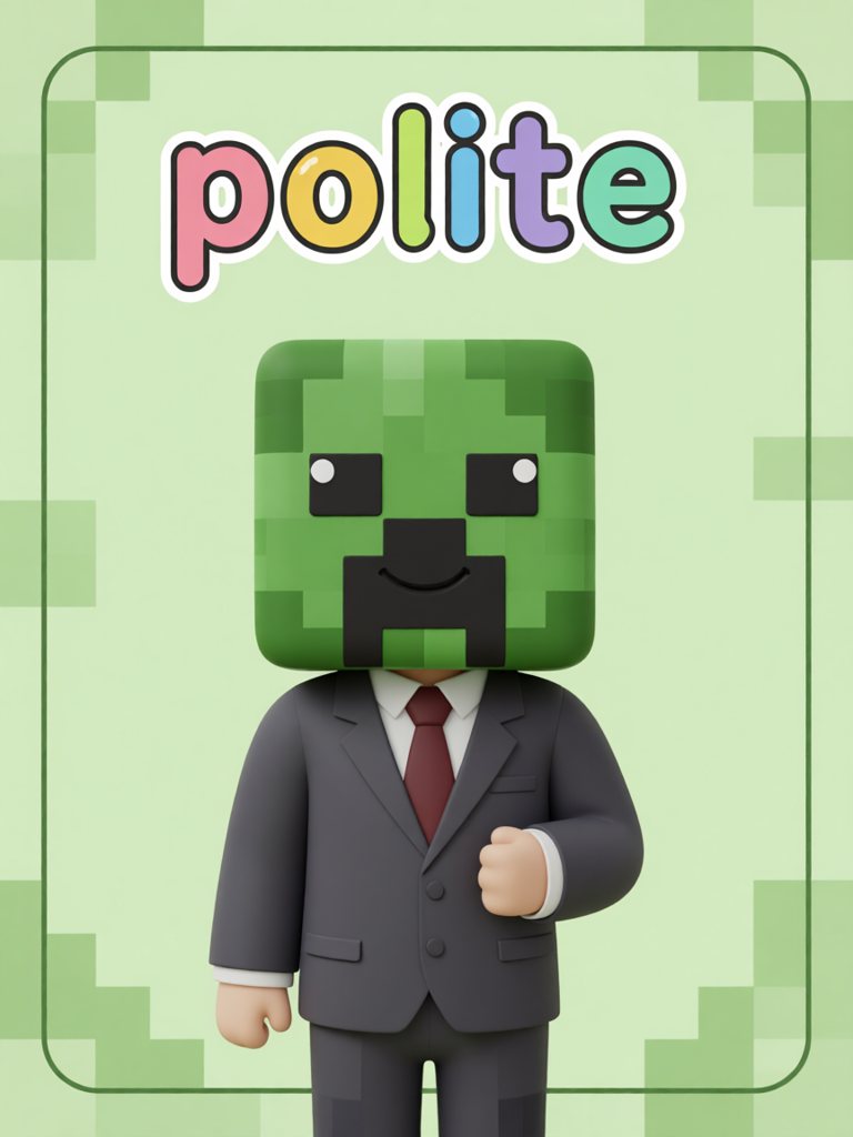 polite 单词卡插画