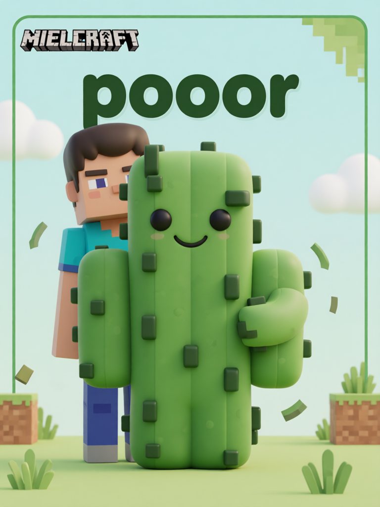 poor 单词卡插画