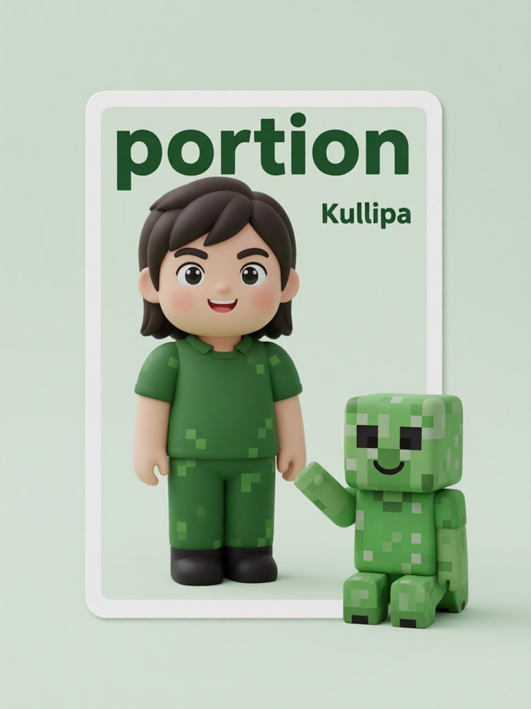 portion 单词卡插画