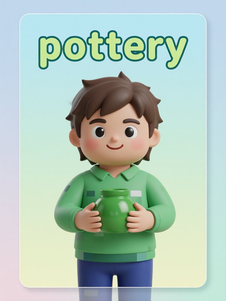 pottery 单词卡插画