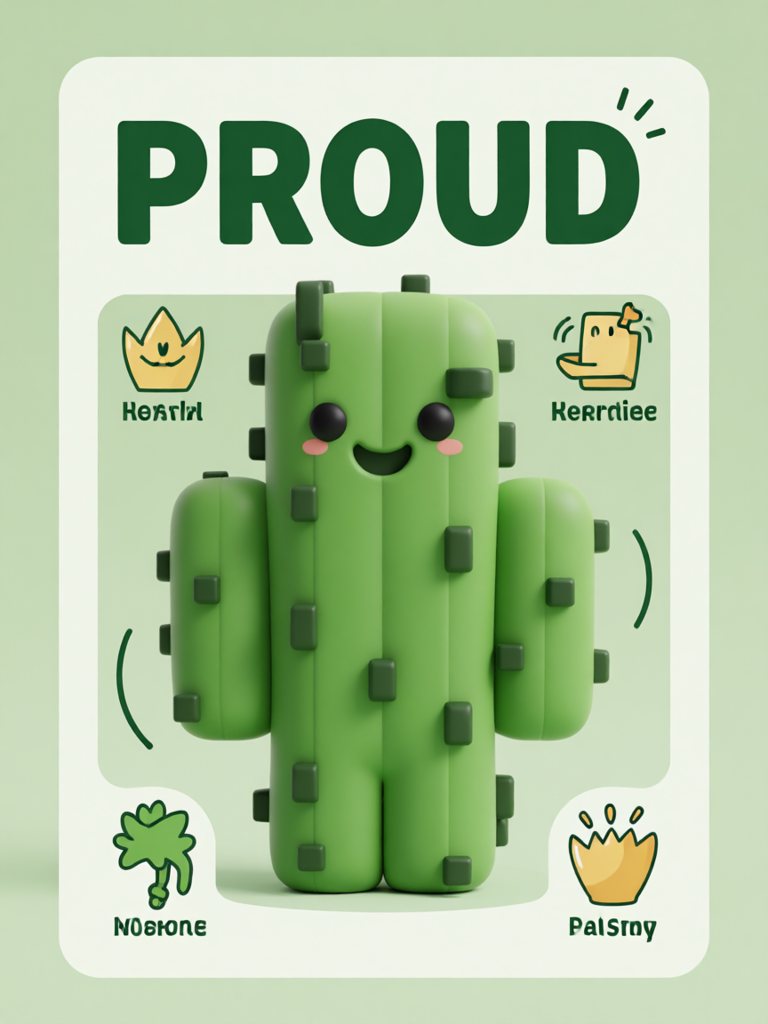 proud 单词卡插画