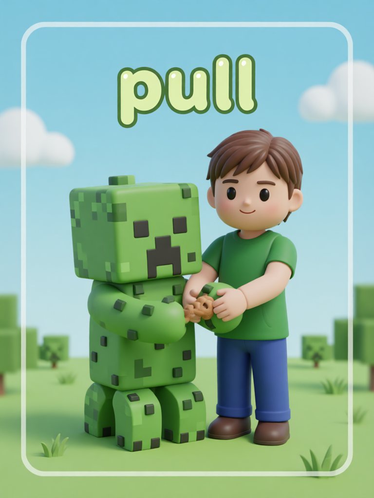 pull 单词卡插画