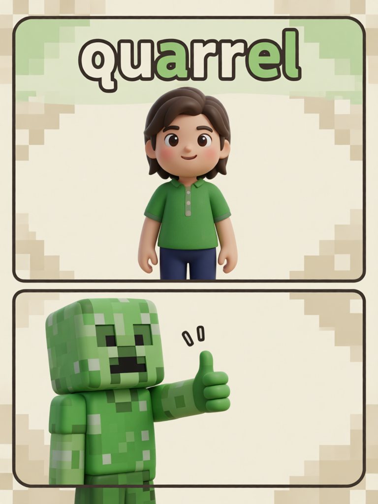 quarrel 单词卡插画