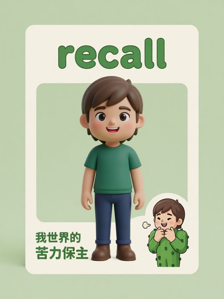 recall 单词卡插画