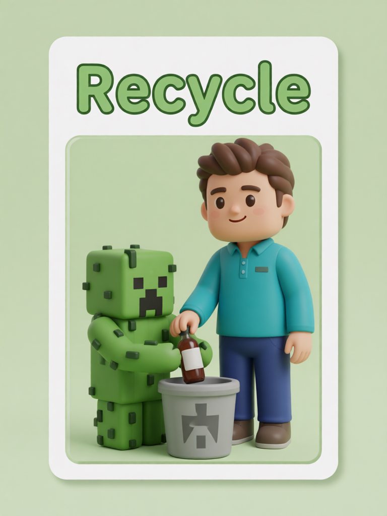 recycle 单词卡插画