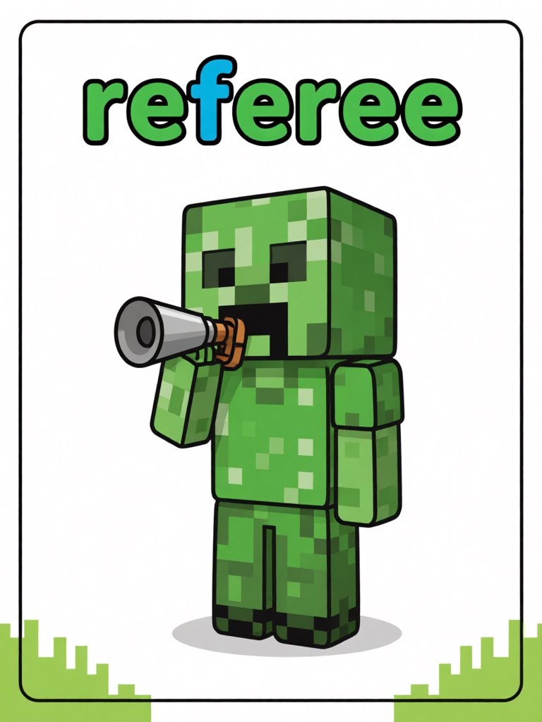 referee 单词卡插画