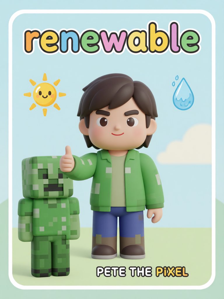 renewable 单词卡插画