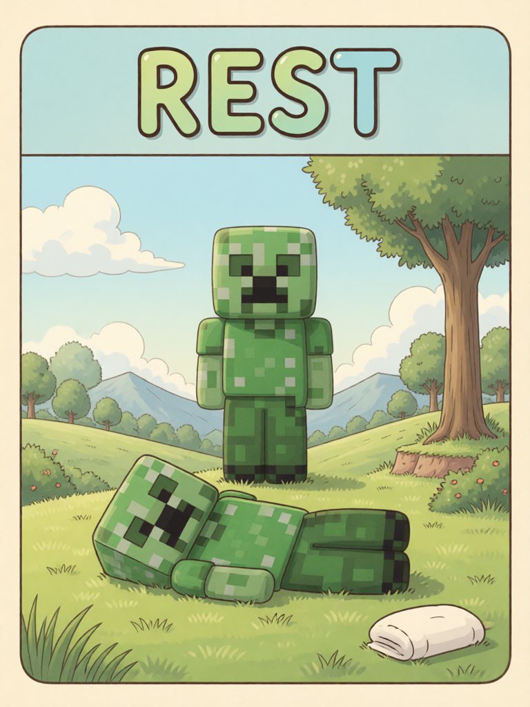 rest 单词卡插画