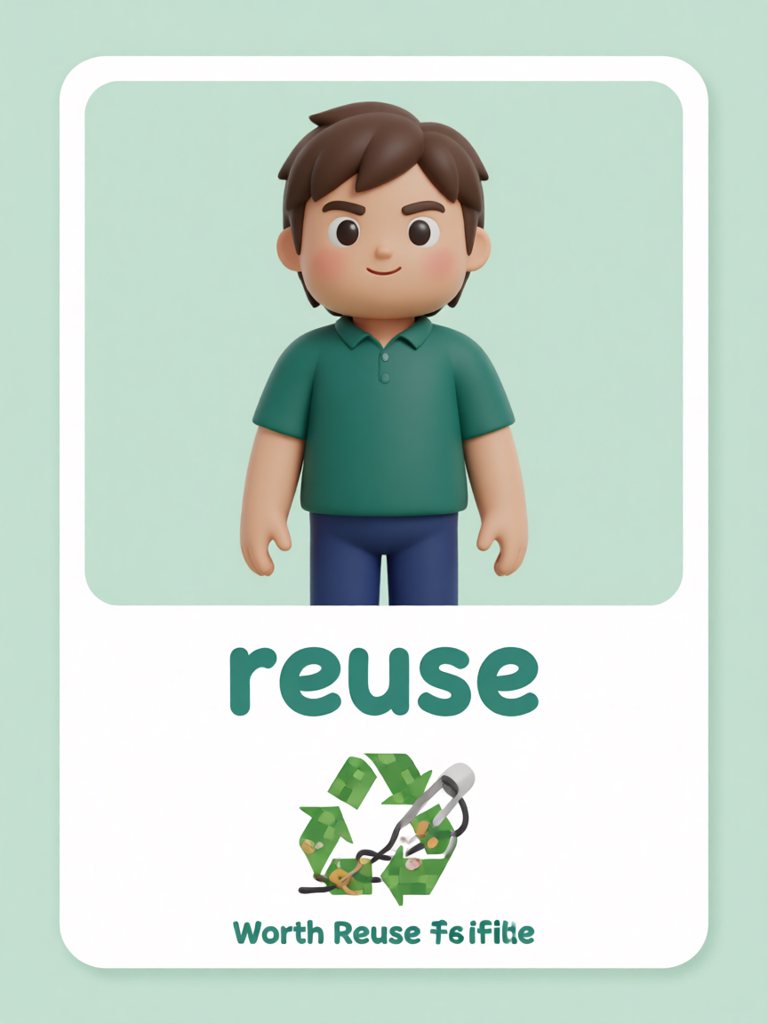 reuse 单词卡插画