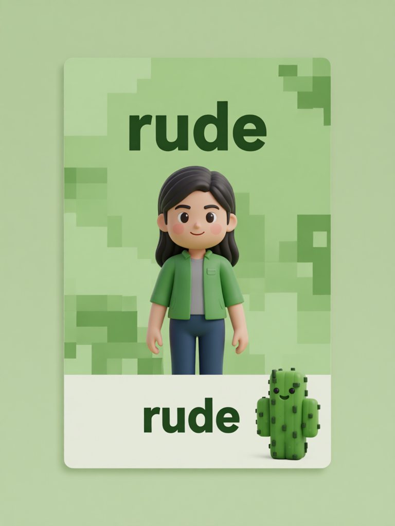 rude 单词卡插画