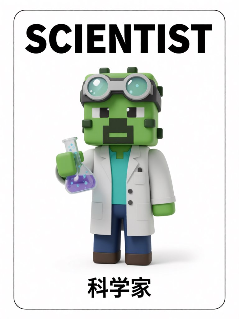 scientist 单词卡插画