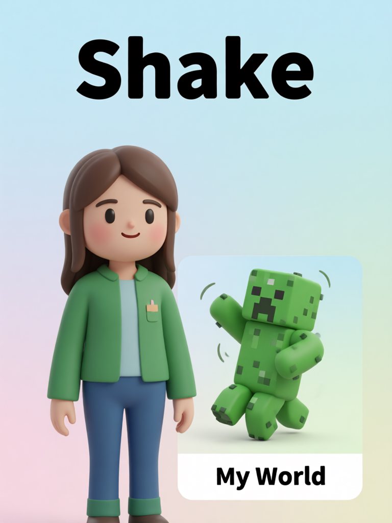 shake 单词卡插画