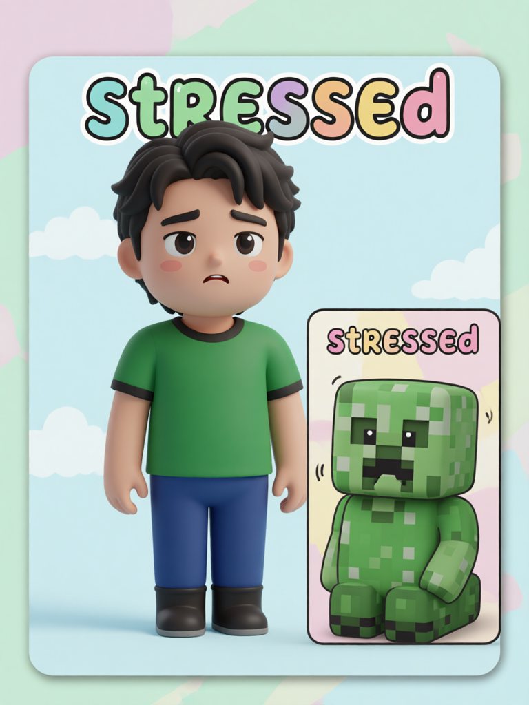stressed 单词卡插画