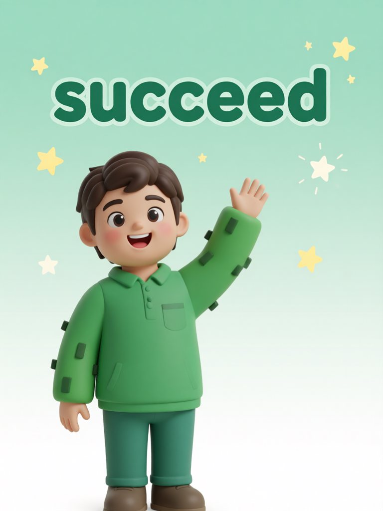 succeed 单词卡插画
