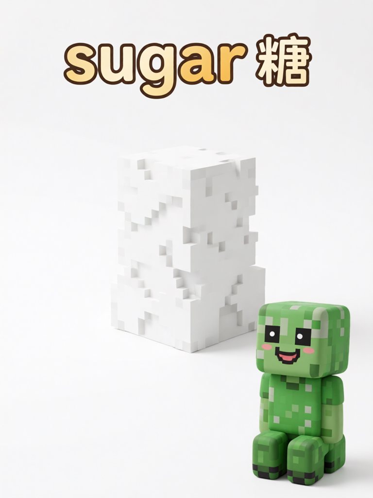 sugar 单词卡插画