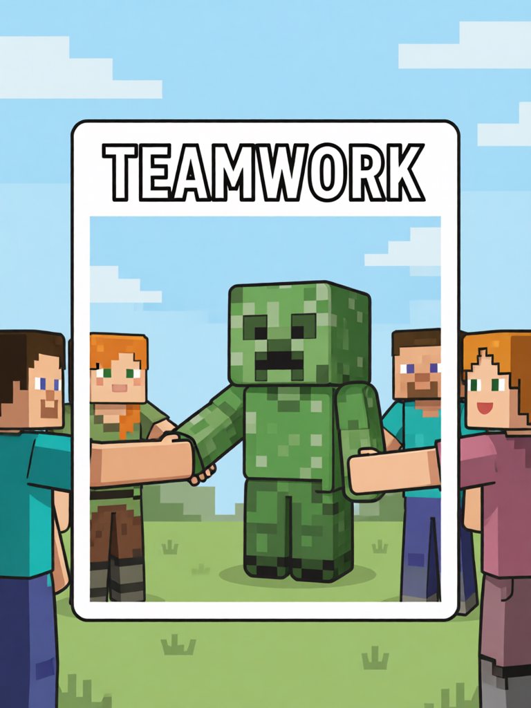 teamwork 单词卡插画