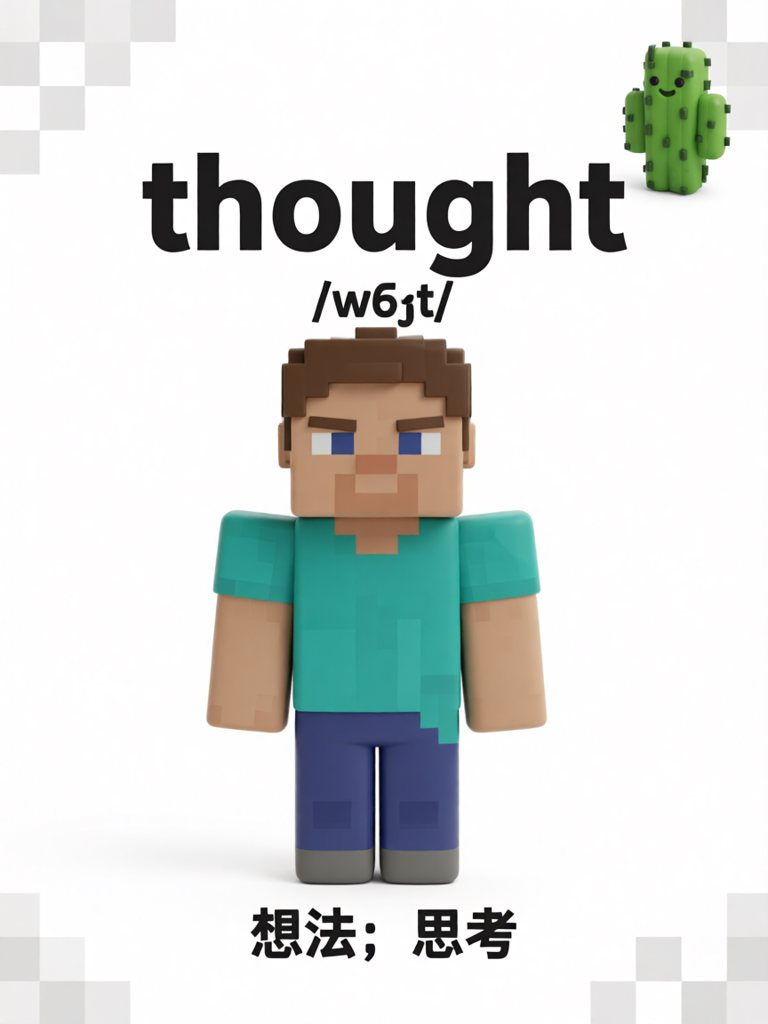 thought 单词卡插画
