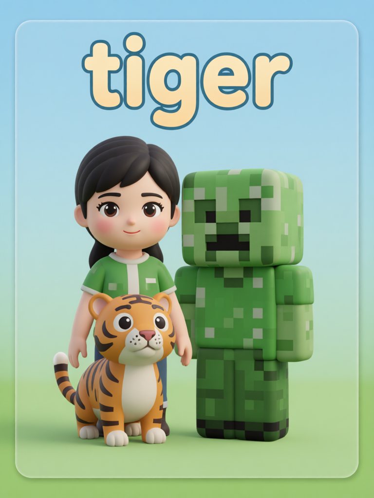 tiger 单词卡插画