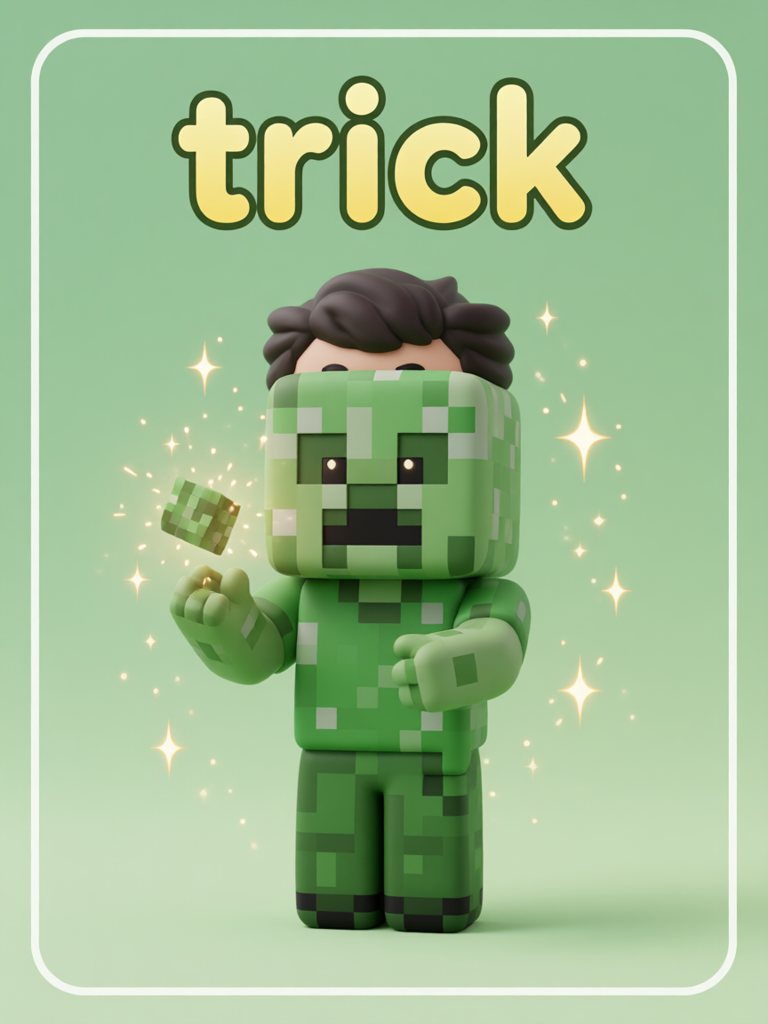 trick 单词卡插画