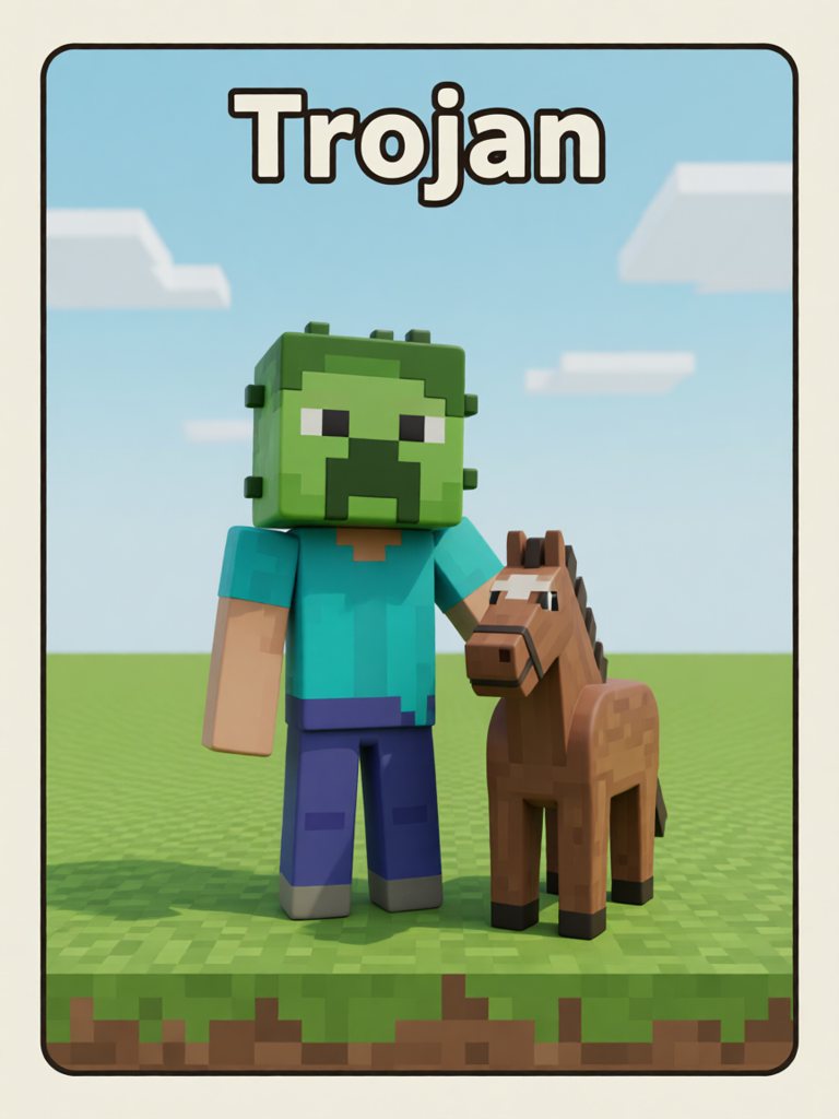 Trojan 单词卡插画