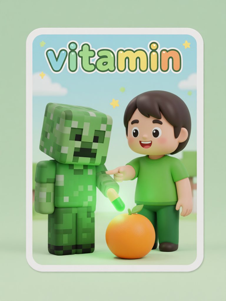 vitamin 单词卡插画