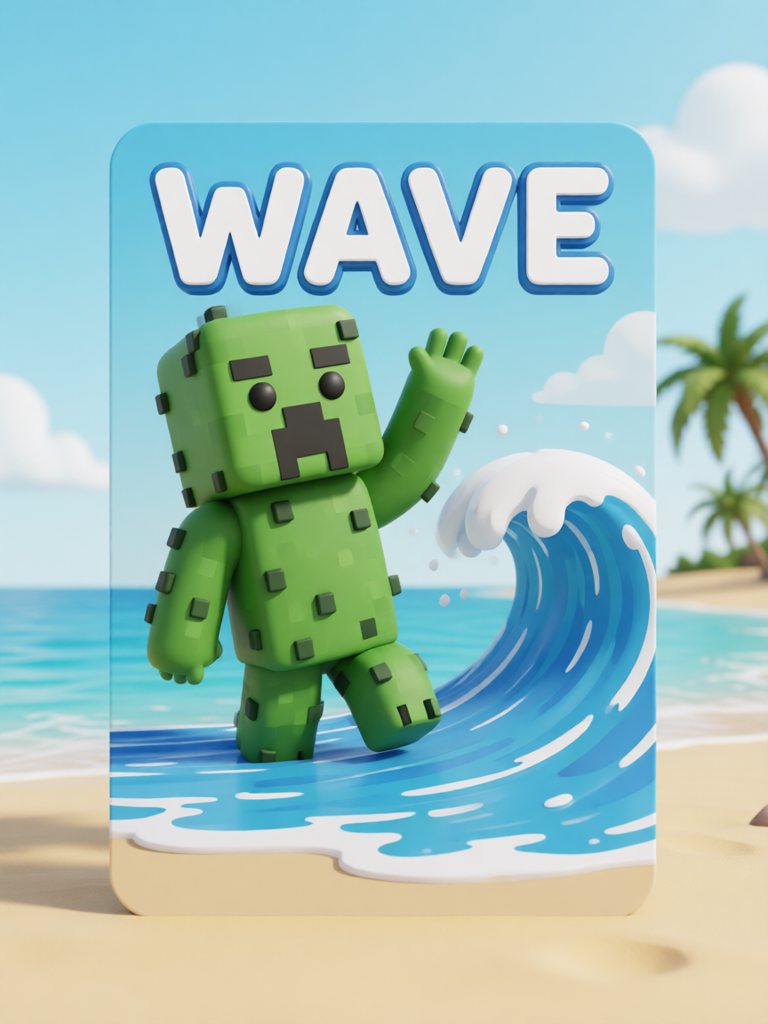 wave 单词卡插画